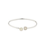Circle Opal Cuff Bracelet - 925 Sterling Silver - Image 4