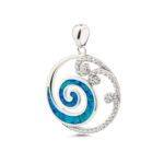 Spiral Wave Opal Pendant with Zircons- 925 Sterling Silver - Image 3
