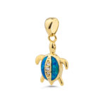 Turtle Opal Pendant with Zircons- 925 Sterling Silver