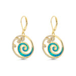 Όπαλ Κρεμαστά Σκουλαρίκια Σπείρα από Ασήμι 925