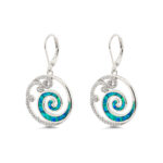 Όπαλ Κρεμαστά Σκουλαρίκια Σπείρα από Ασήμι 925 - Image 3