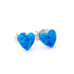 Heart Opal Stud Earrings - 925 Sterling Silver