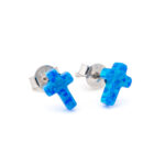 Opal Cross Stud Earrings– 925 Sterling Silver