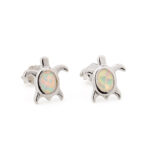 Turtle Opal Stud Earrings– 925 Sterling Silver - Image 3