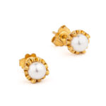Pearl Stud Earrings in Gold Plated 925 Sterling Silver