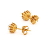 Pearl Stud Earrings in Gold Plated 925 Sterling Silver - Image 3