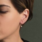 9K Gold Clover Dangle Earrings with Zircon - Image 2