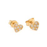 9K Gold Heart Stud Earrings with Zircon