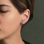 Όπαλ Χρυσά Καρφωτά Σκουλαρίκια 9Κ με Ζιργκόν - Image 2