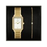 Cluse Gift Box Fluette Mesh White Watch and Double Chain Bracelet Gold Colour (Copy)