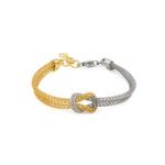 Two Tone Knot Chain Bracelet - 925 Sterling Silver Gold Plated