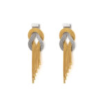 Two Tone Knot Chain Earrings - 925 Sterling Silver Gold Plated