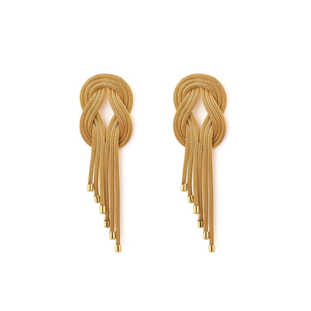 DI-SK-1137905401 Knot Chain Earrings - 925 Sterling Silver Gold Plated - Image 1