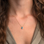 Σταγόνα Γαλάζια Πέτρα Κολιέ από Χρυσό 9Κ - Image 2