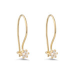 9K Gold Flower Zirconia Dangle Earrings