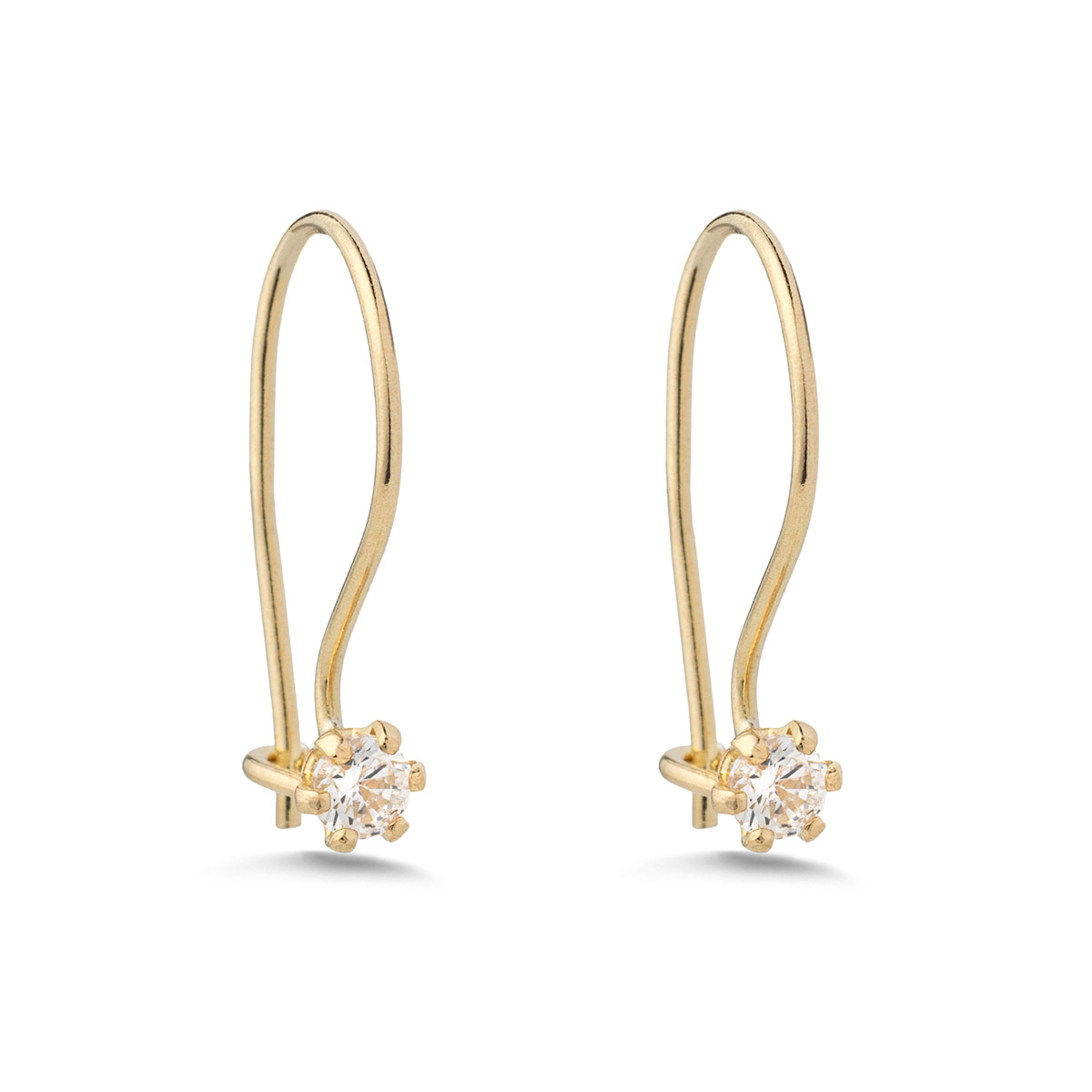 PAP-SK-06 9K Gold Flower Zirconia Dangle Earrings - Image 1