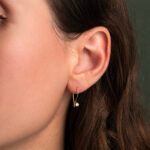 9K Gold Flower Zirconia Dangle Earrings - Image 2