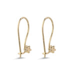 9K Gold Flower Zirconia Dangle Earrings - Image 3