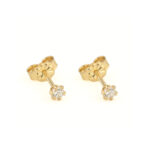 Flower Zirconia Stud Earrings 9K Gold