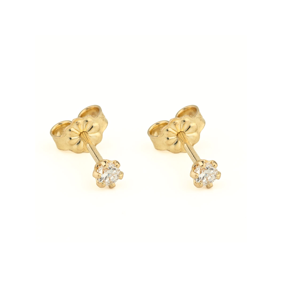 PAP-SK-09 Flower Zirconia Stud Earrings 9K Gold - Image 1
