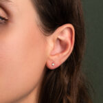 Flower Zirconia Stud Earrings 9K Gold - Image 2