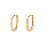 Χρυσοί Οβάλ Κρίκοι 9Κ με Ζιργκόν