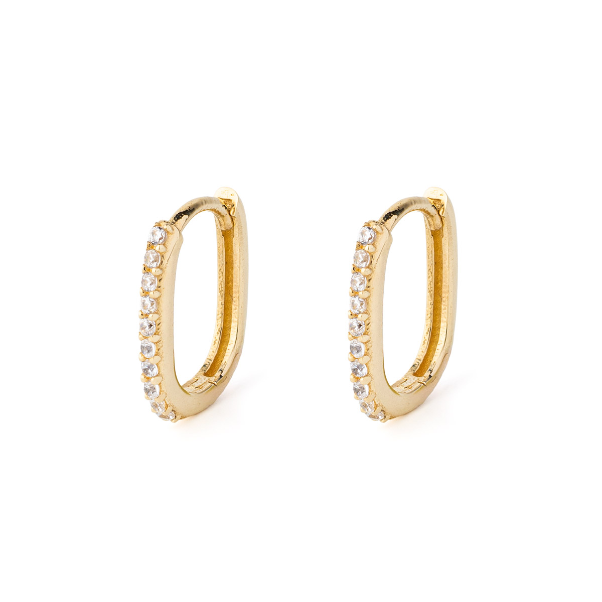 PAP-SK-29 Χρυσοί Οβάλ Κρίκοι 9Κ με Ζιργκόν - Image 1