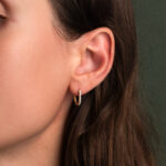 Χρυσοί Οβάλ Κρίκοι 9Κ με Ζιργκόν - Image 2