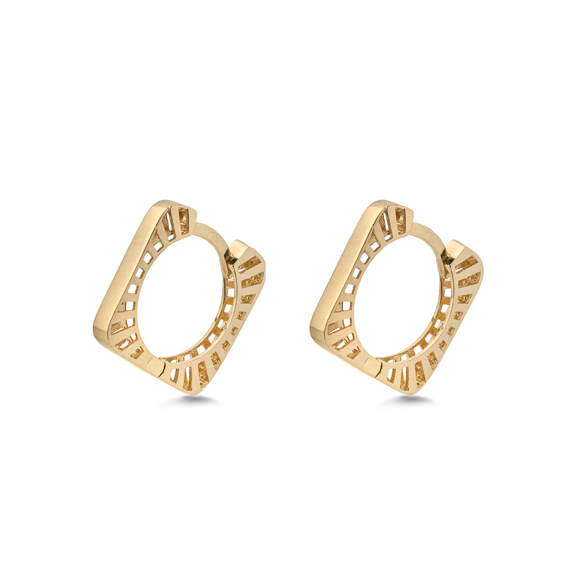 PAP-SK-30 Τετραγωνισμένοι Κρίκοι Σκουλαρίκια Χρυσά 9Κ - Image 1