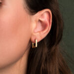 Τετραγωνισμένοι Κρίκοι Σκουλαρίκια Χρυσά 9Κ - Image 2