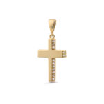 Χρυσός Σταυρός 9Κ Δύο Πλευρές με Ζιργκόν