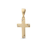 Cross Corner Zircon Gold Pendant 9K