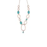 Turquoise Stone Necklace in 925 Sterling Silver Rose Gold Plated