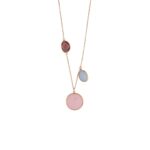 Multicolor Stone Necklace in 925 Sterling Silver Rose Gold Plated