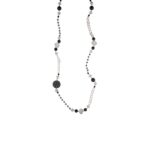 Black & White Beads Necklace in 925 Sterling Silver