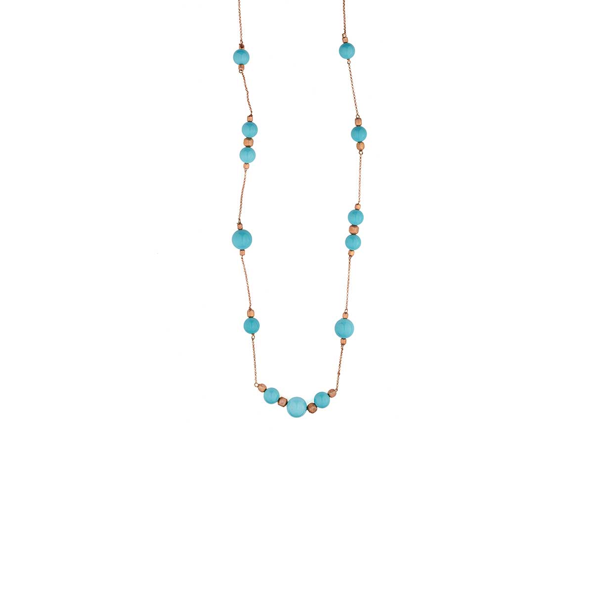 GR-NE-KOA40969 Turquoise Beads Necklace in 925 Sterling Silver Rose Gold Plated - Image 1