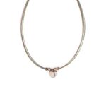 Heart Choker Necklace in 925 Sterling Silver with Colorful Wire Steel
