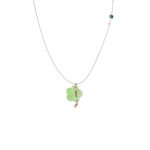 Flower Choker Necklace in 925 Sterling Silver with Evil Eye Bead