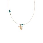 Human Figure Choker Necklace in 925 Sterling Silver with Steel Cord