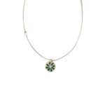 Flower Pearl Choker Necklace in 925 Sterling Silver with Steel Cord
