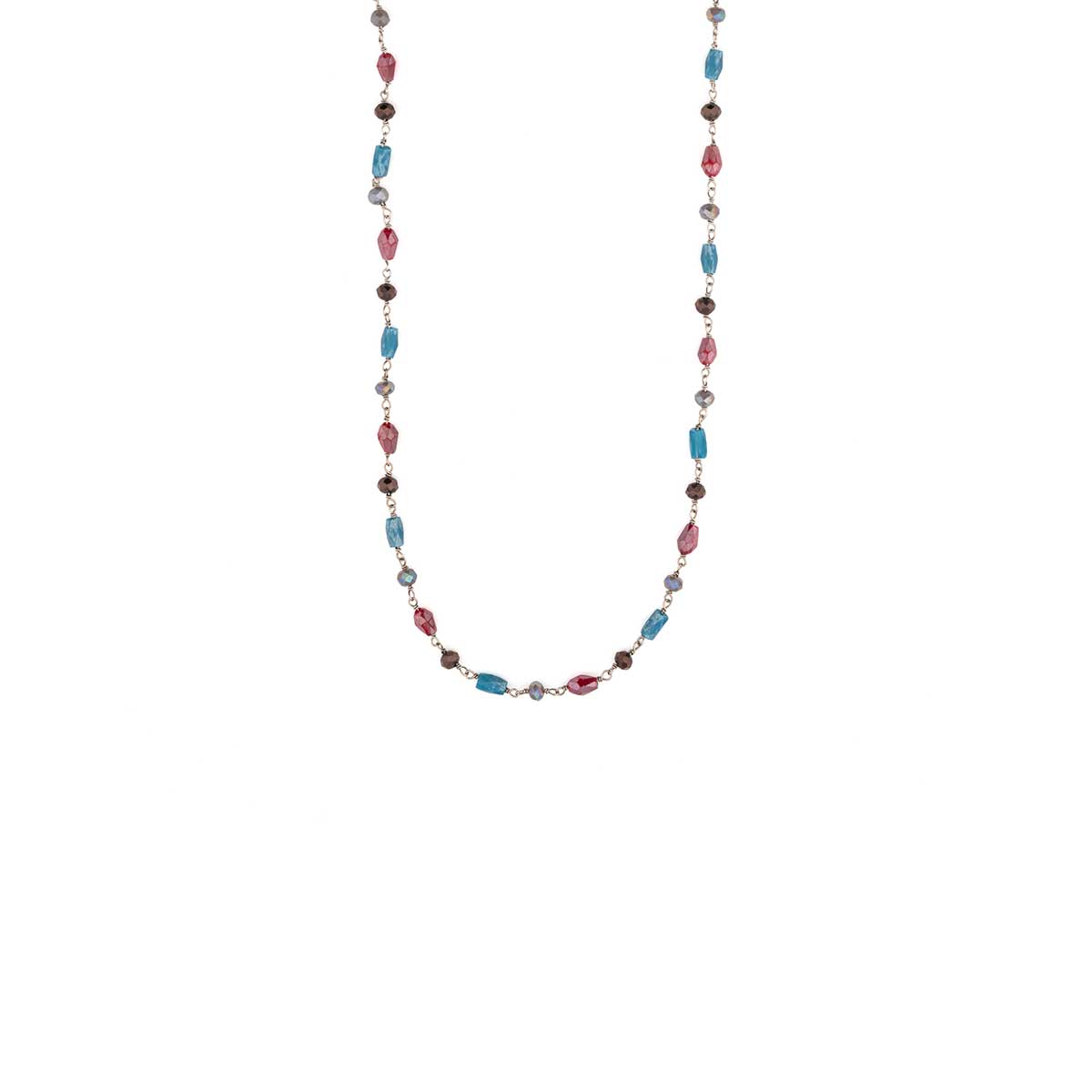 RO-NE-07513010 Multicolor Beads Necklace in 925 Sterling Silver - Image 1