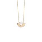 14K Gold Pearl Half Eye Pendant Necklace