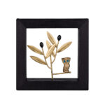 Bronze Figure Wisdom in the Olive Grove in Wood Art Frame