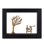 Bronze Figure Stillness Between Two Souls in Wood Art Frame