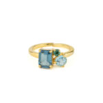 925 Sterling Silver Gold Plated Ring with Gemstones