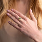 Sunburst Disc Ring with Round London Blue Topaz in  Gold Plated Silver 925 - Image 2