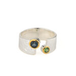 Open Gemstone Ring in 925 Sterling Silver Gold Plated
