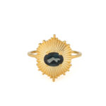 925 Sterling Silver Gold Plated Hexagon Ring with Semi-Precious Stone
