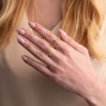 925 Sterling Silver Gold-Plated Spiral Ring with Two Semi-Precious Stones - Image 2