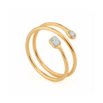 925 Sterling Silver Gold-Plated Spiral Ring with Two Semi-Precious Stones - Image 3